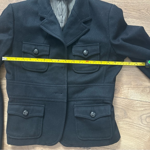 Zara Black Wool Blend Military Coat SZ L - Picture 5 of 7